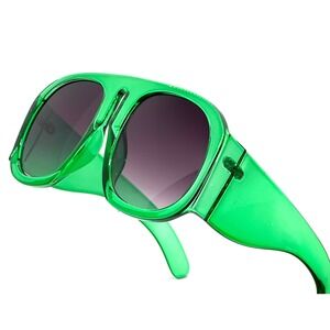 Green Translucent Sunglasses Fashion Bold Statement Funky Unique Style‎ Lentes